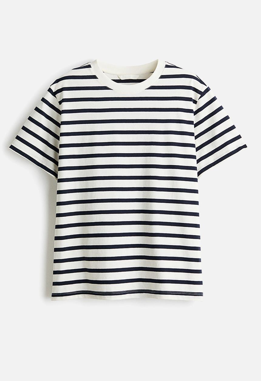 H&M - Cotton t-shirt - white/navy blue striped