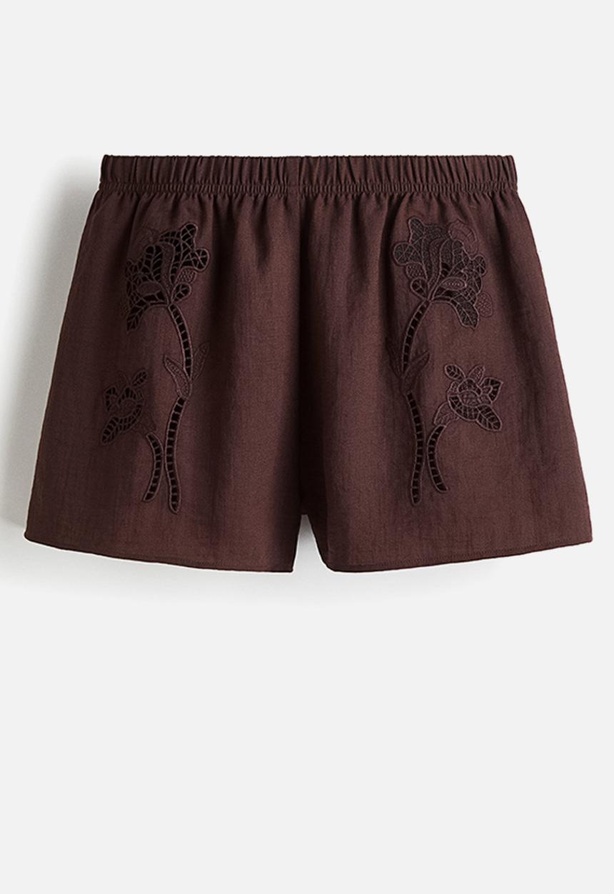 H&M - Broderie anglaise shorts - dark brown