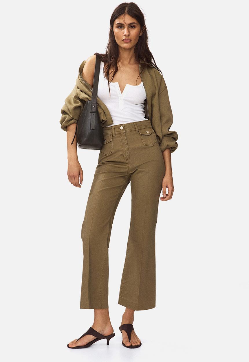 H&M - Flared ankle-length trousers - khaki green