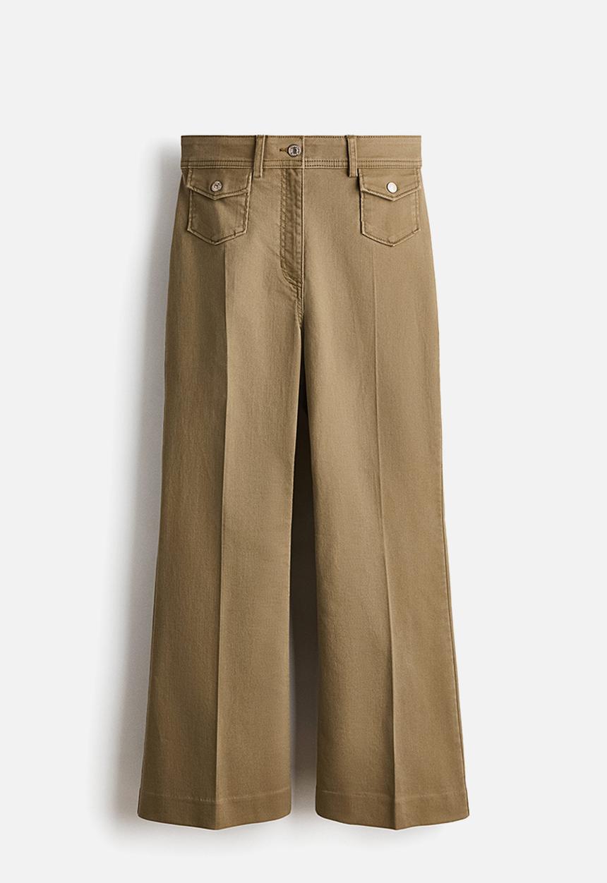 H&M - Flared ankle-length trousers - khaki green