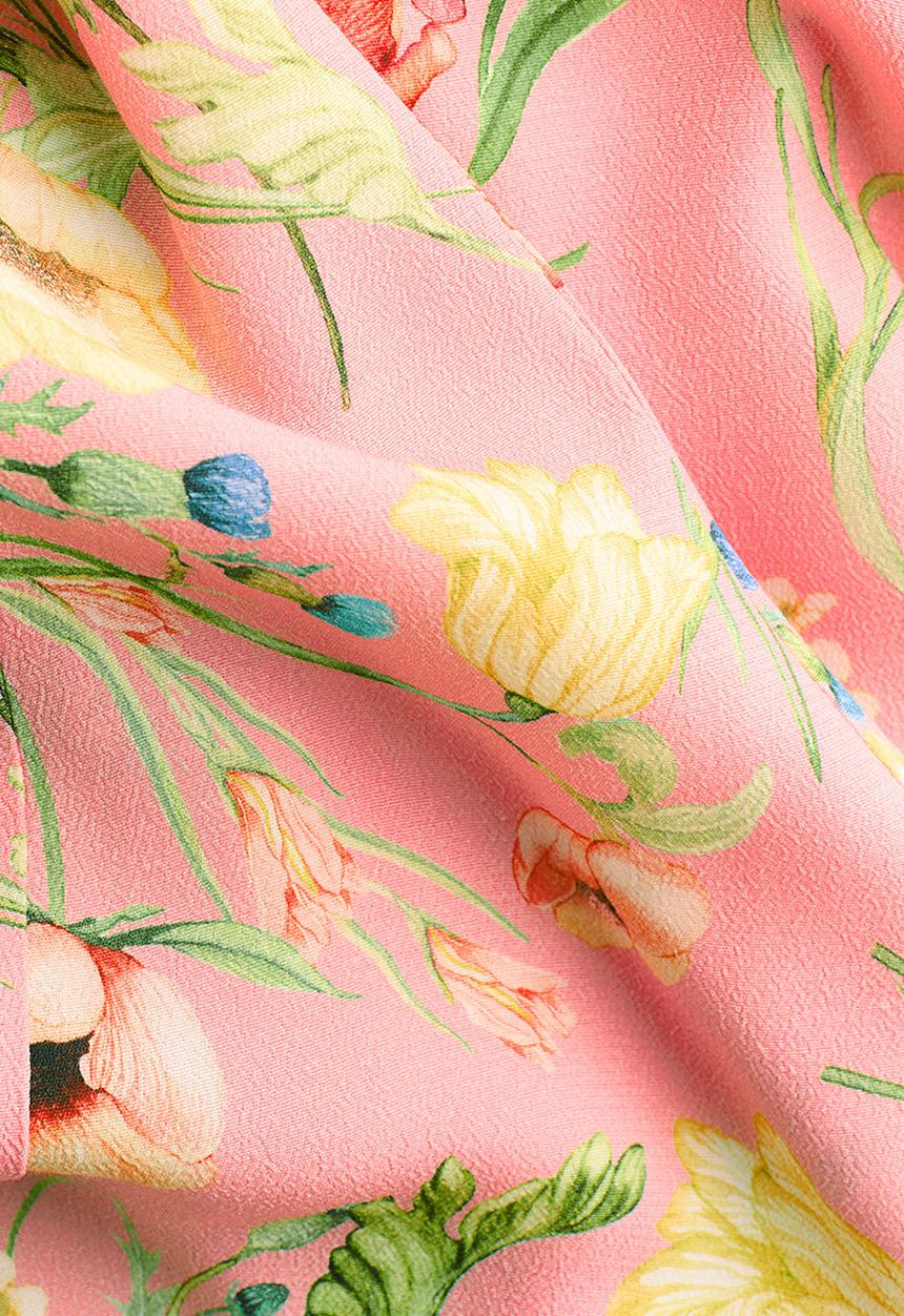 H&M - Pleated viscose skirt - light pink/floral