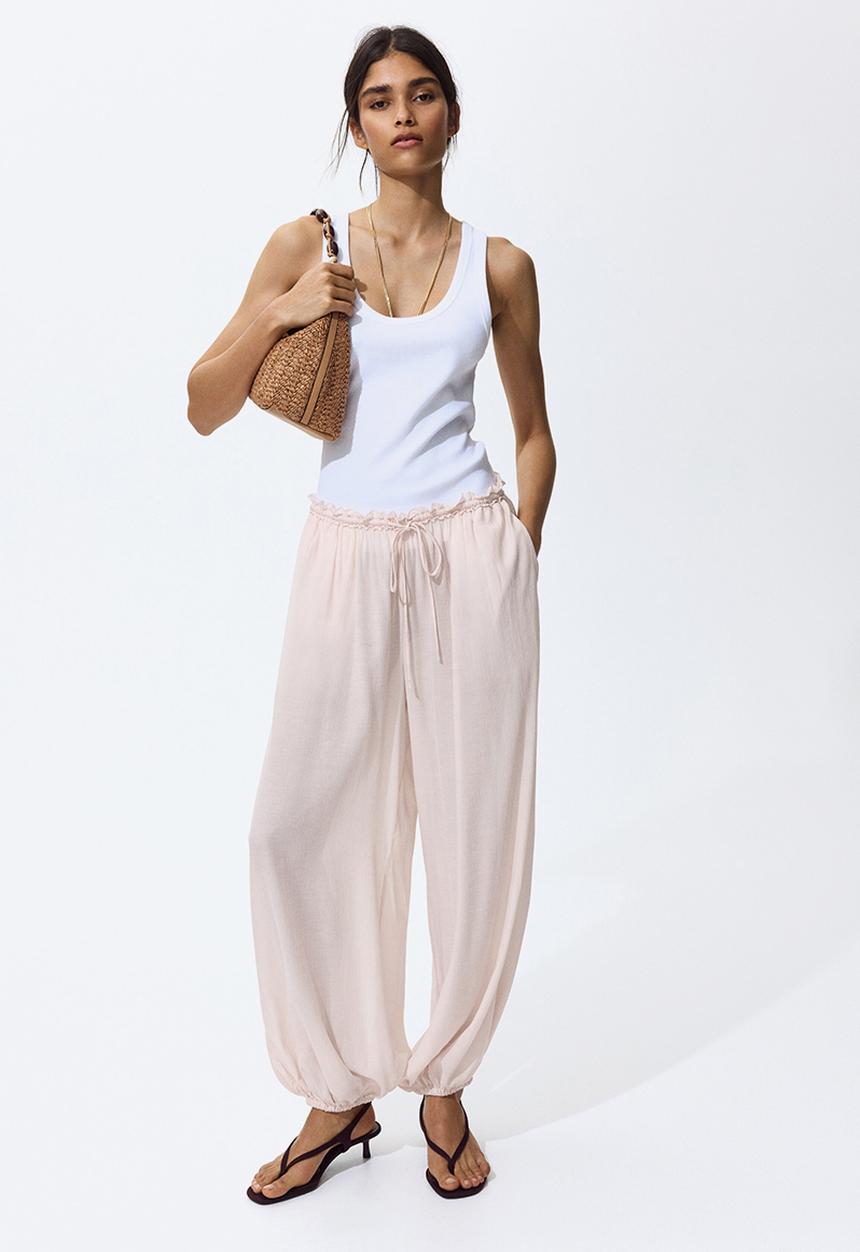 H&M - Balloon drawstring trousers - light peach pink
