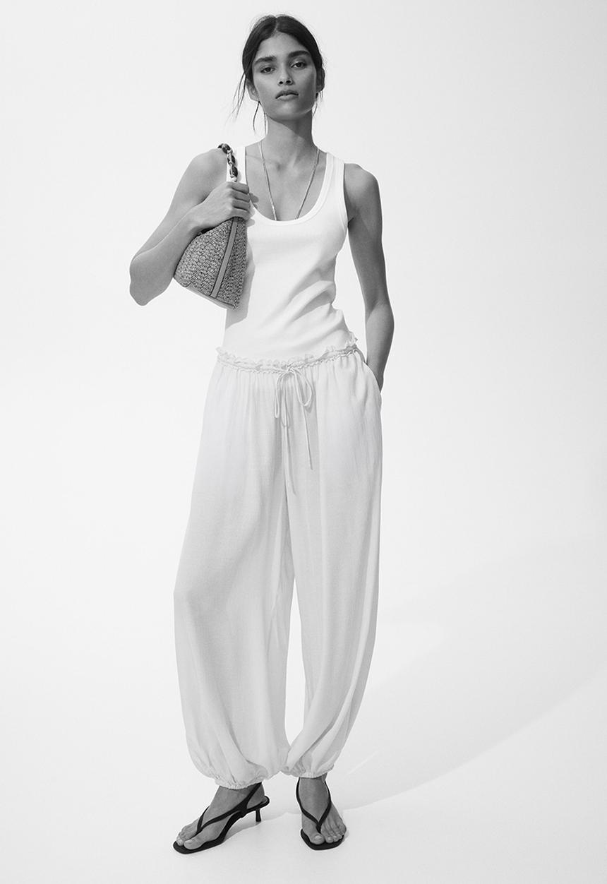 H&M - Balloon drawstring trousers - light peach pink