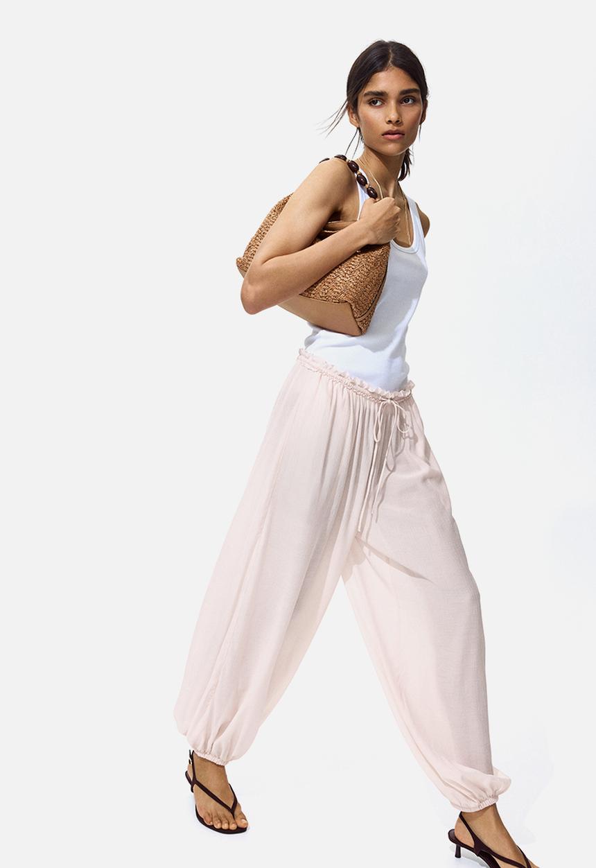 H&M - Balloon drawstring trousers - light peach pink