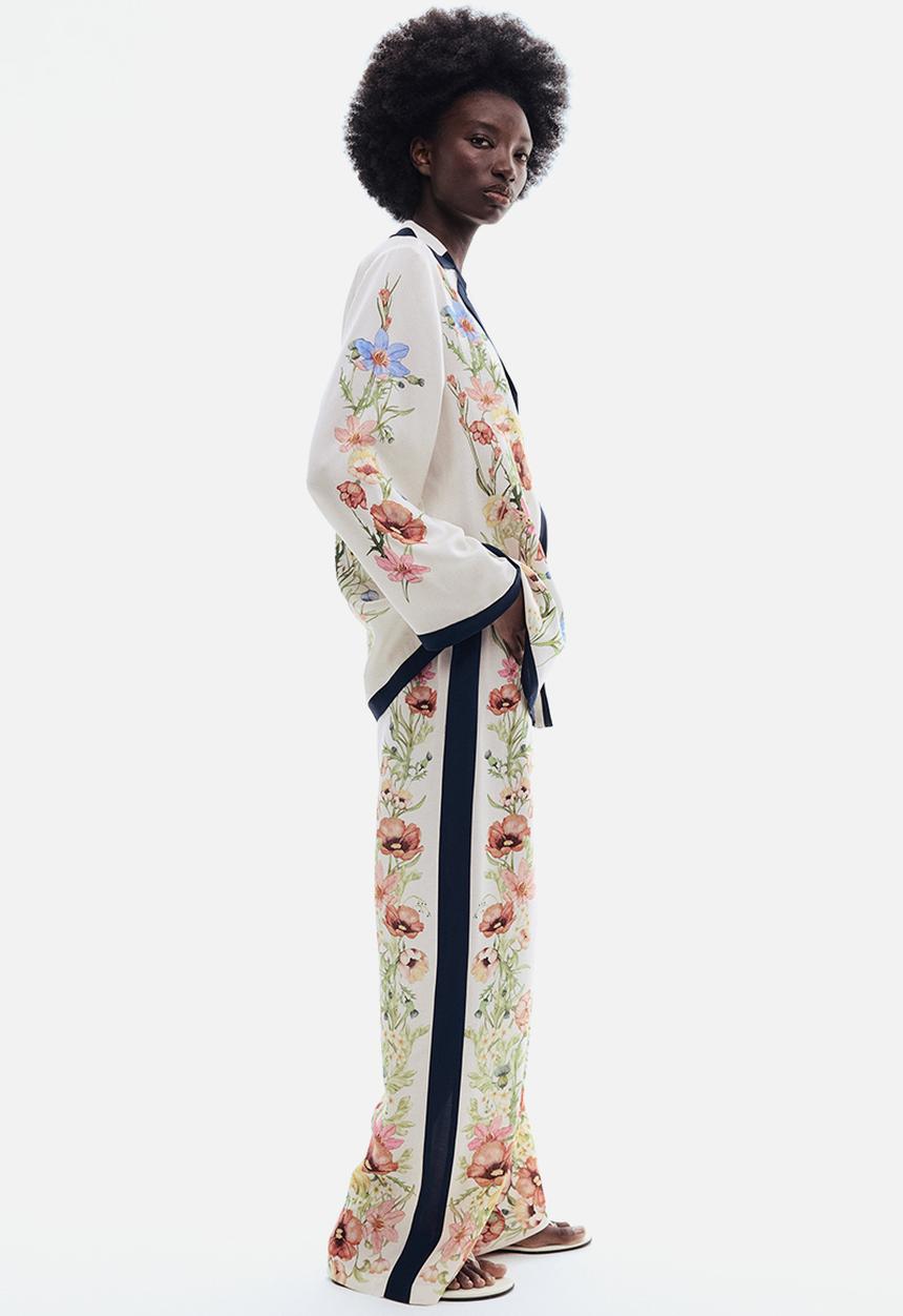 H&M - Printed lyocell trousers - cream/floral