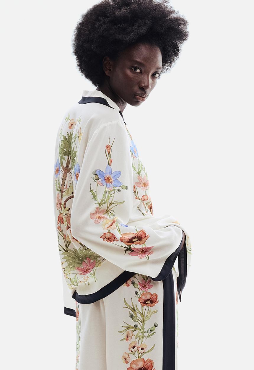 H&M - Printed lyocell trousers - cream/floral