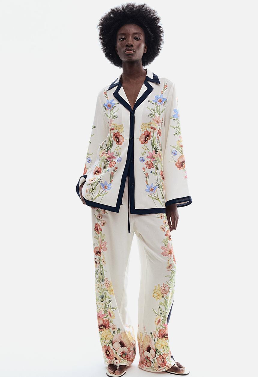 H&M - Printed lyocell trousers - cream/floral