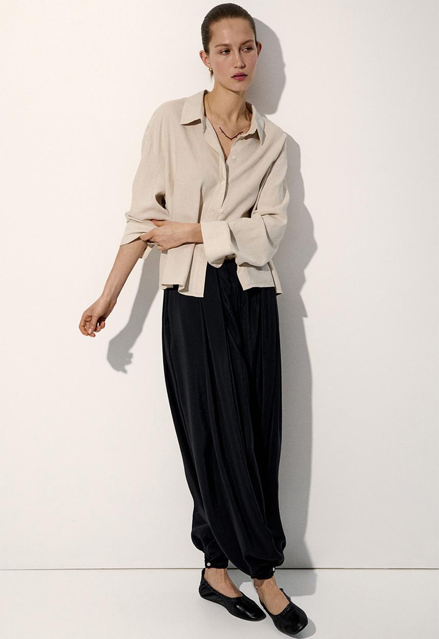 H&M - Linen-blend shirt - light beige