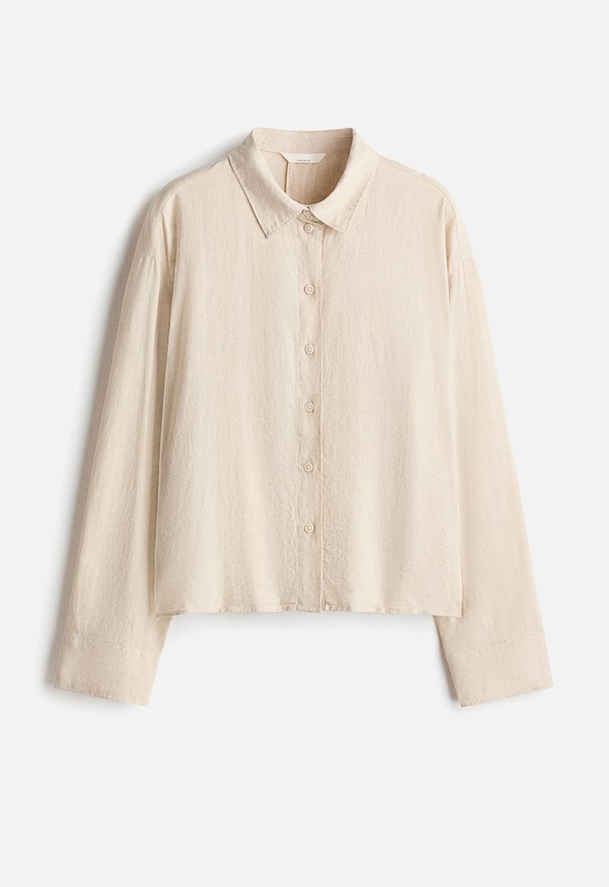 H&M - Linen-blend shirt - light beige