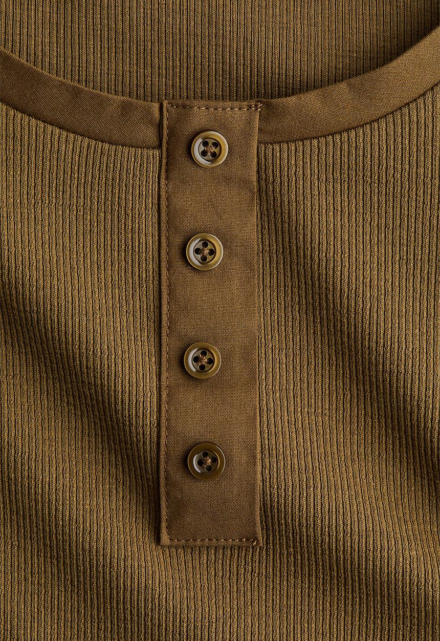 H&M - Ribbed cotton top - dark khaki green