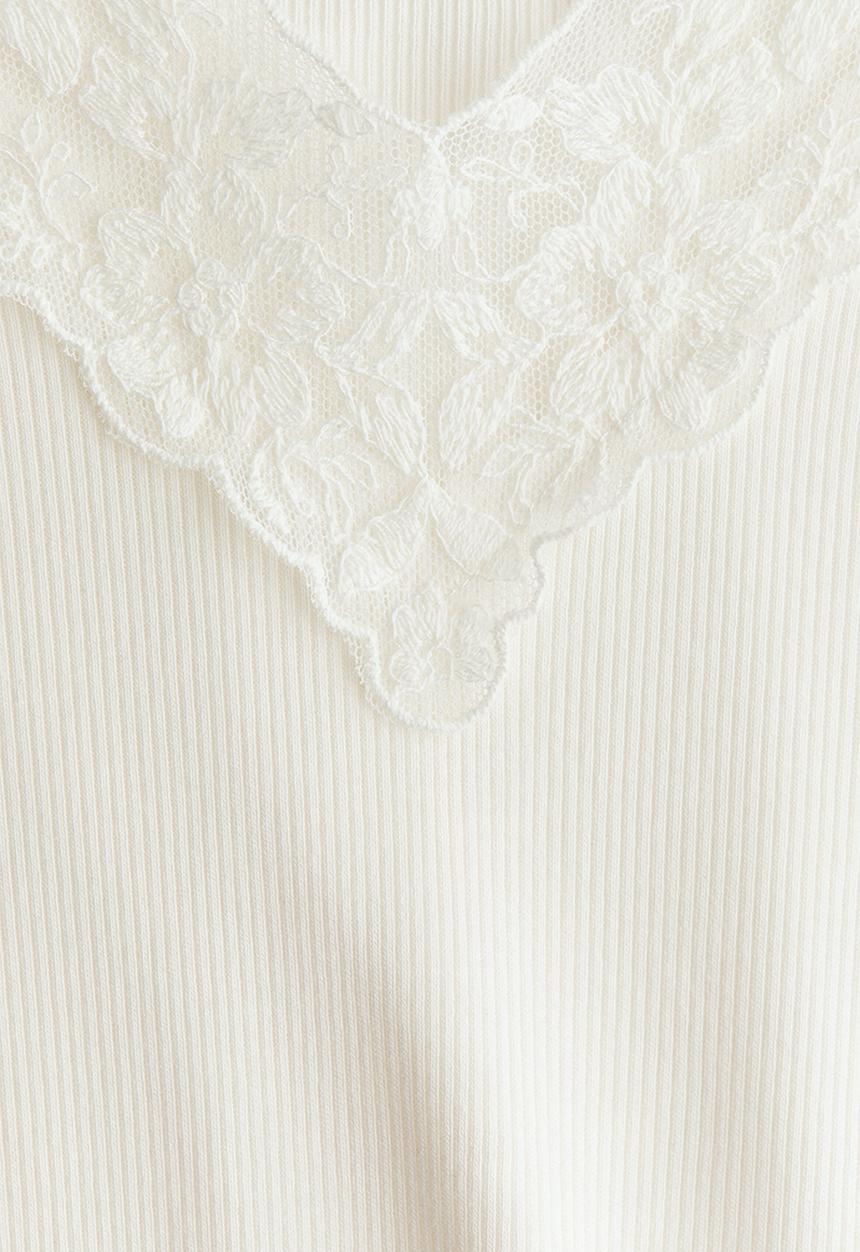 H&M - Ribbed v-neck top - white