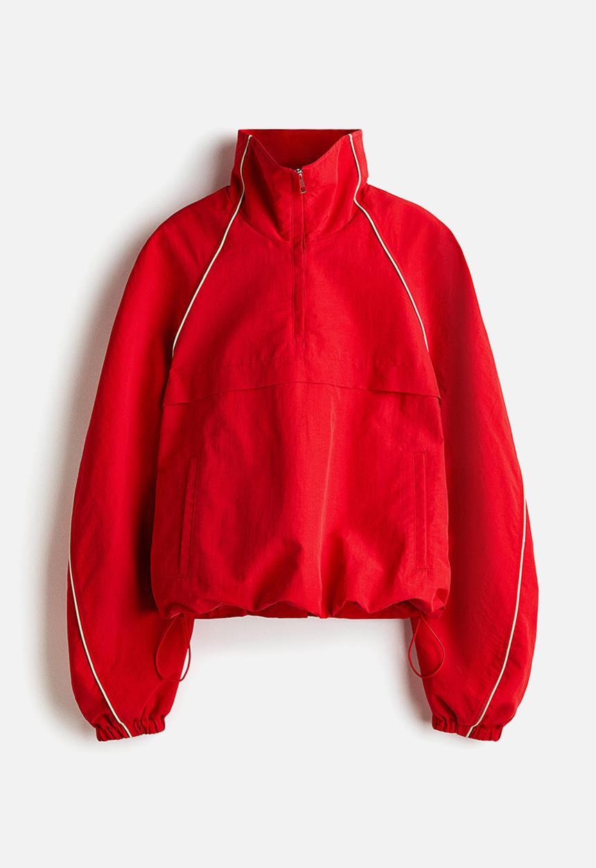 H&M - Oversized nylon popover jacket - bright red