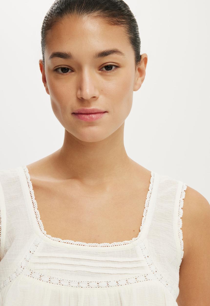 Cotton On - Sunspell Scoop Neck Tank - Gardenia