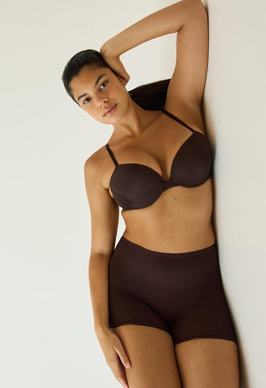 H&M - Seamless microfibre push-up bra with lycra? - dark brown