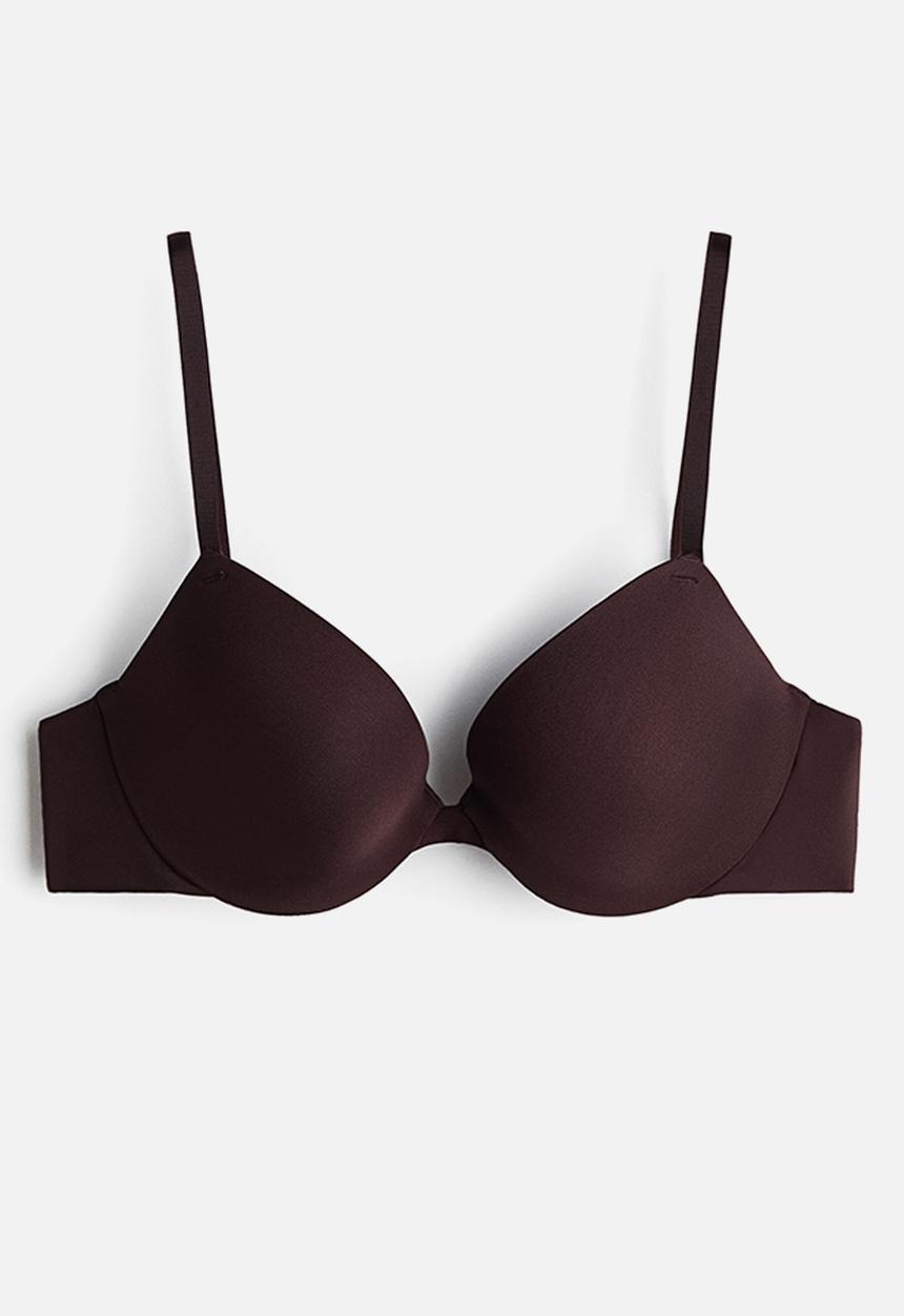 H&M - Seamless microfibre push-up bra with lycra? - dark brown