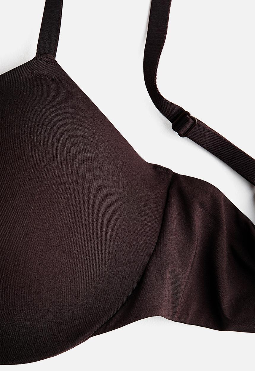 H&M - Seamless microfibre push-up bra with lycra? - dark brown
