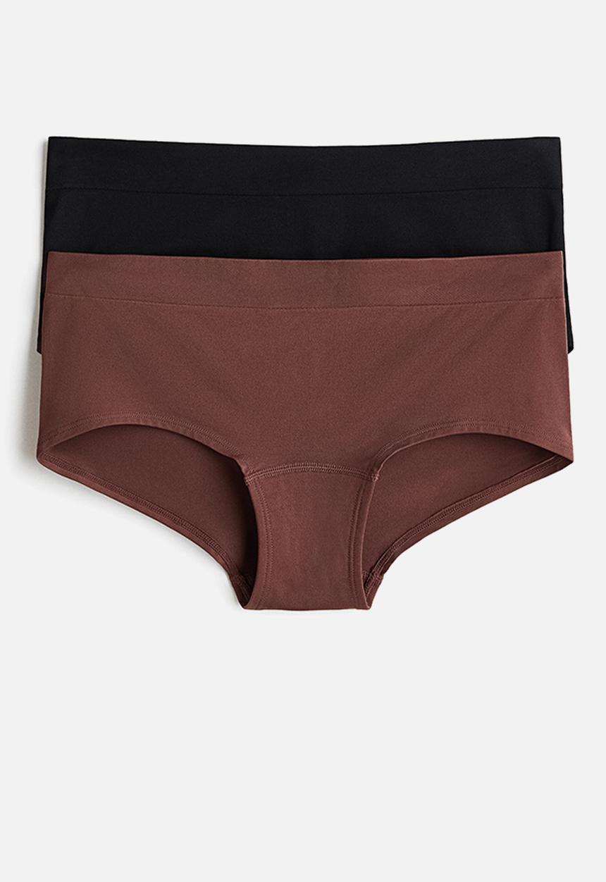 H&M - 2-pack microfibre hipster briefs - dark brown/black