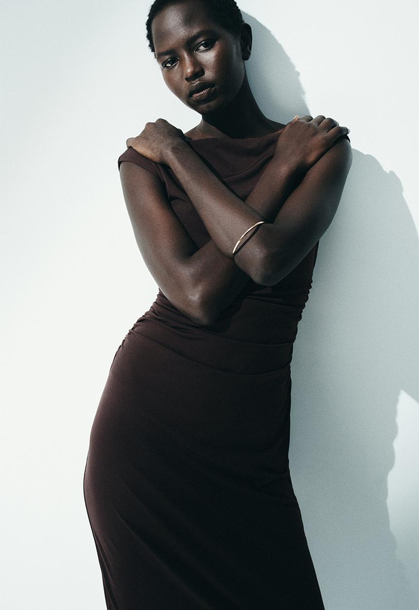 H&M - Cap-sleeved dress - dark brown