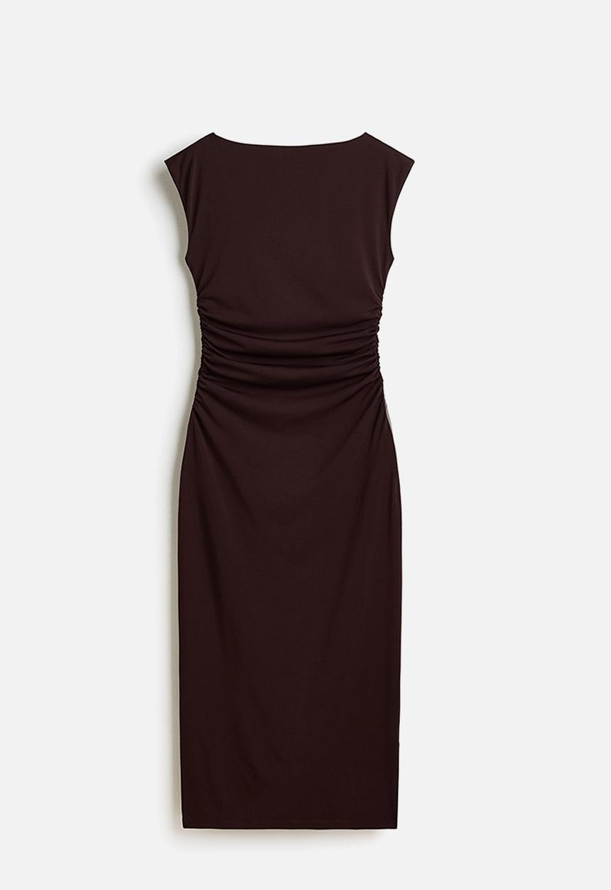 H&M - Cap-sleeved dress - dark brown