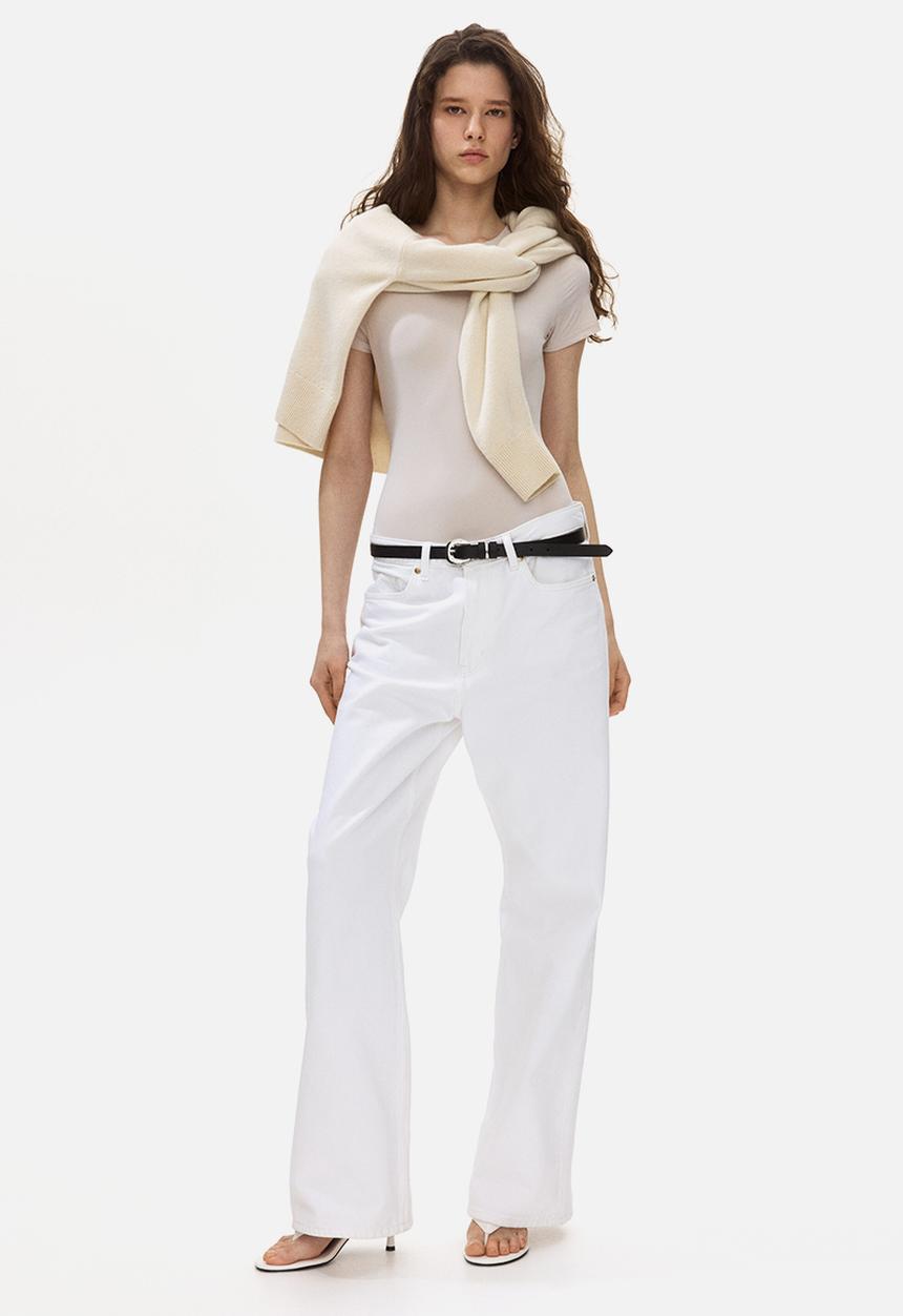 H&M - Short-sleeved microfibre body - light mole