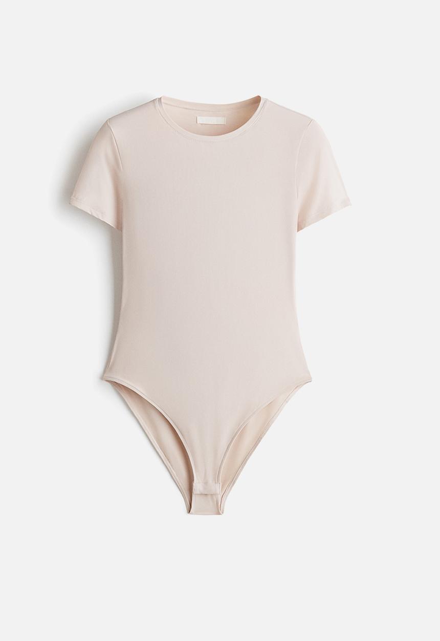 H&M - Short-sleeved microfibre body - light mole