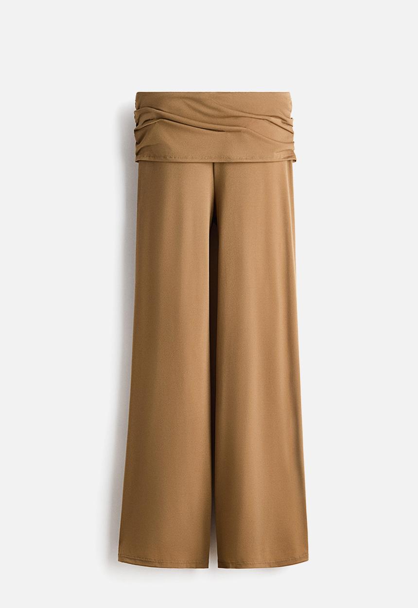 H&M - Draped fine-knit trousers - dark beige