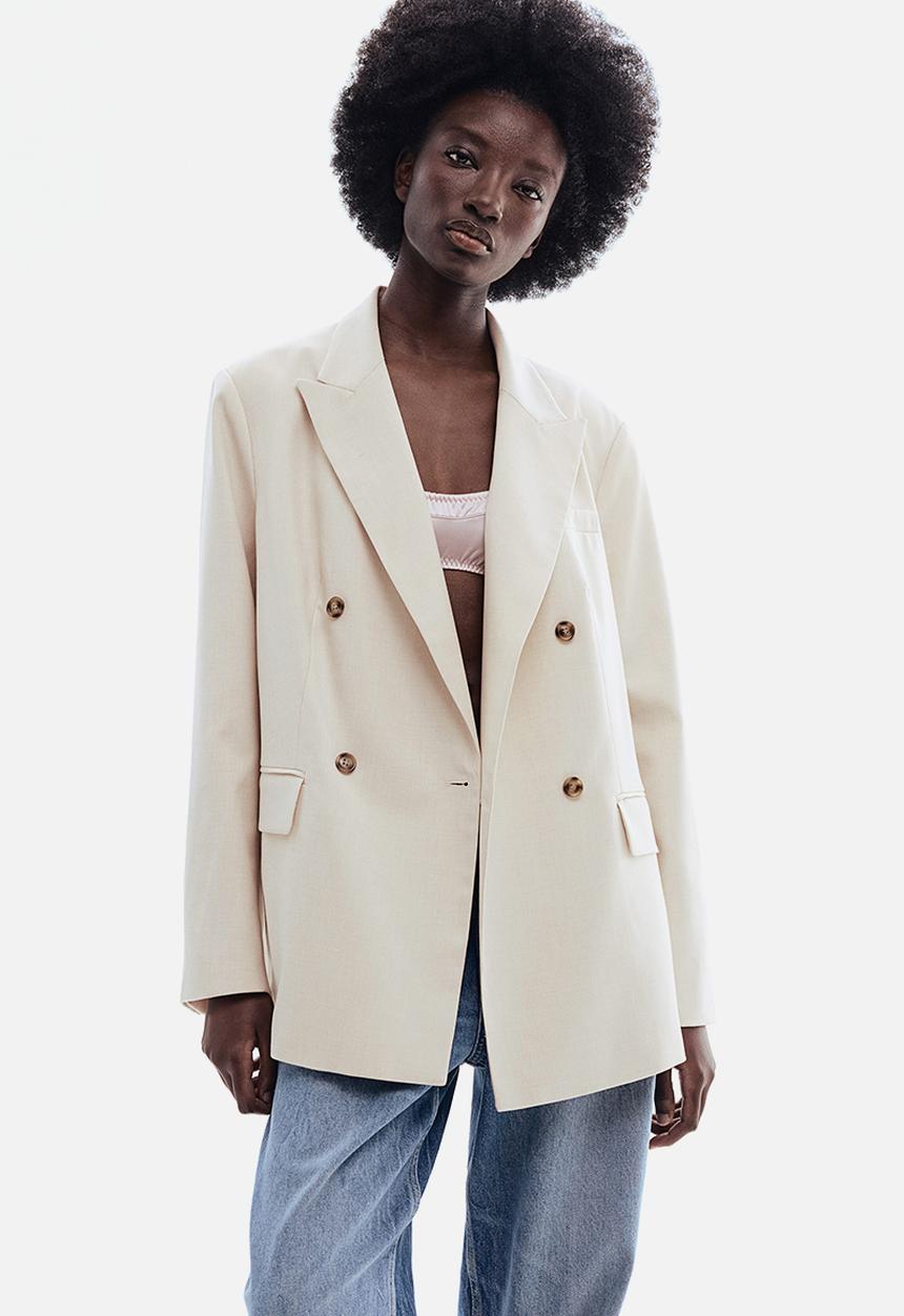 H&M - Double-breasted blazer - light beige