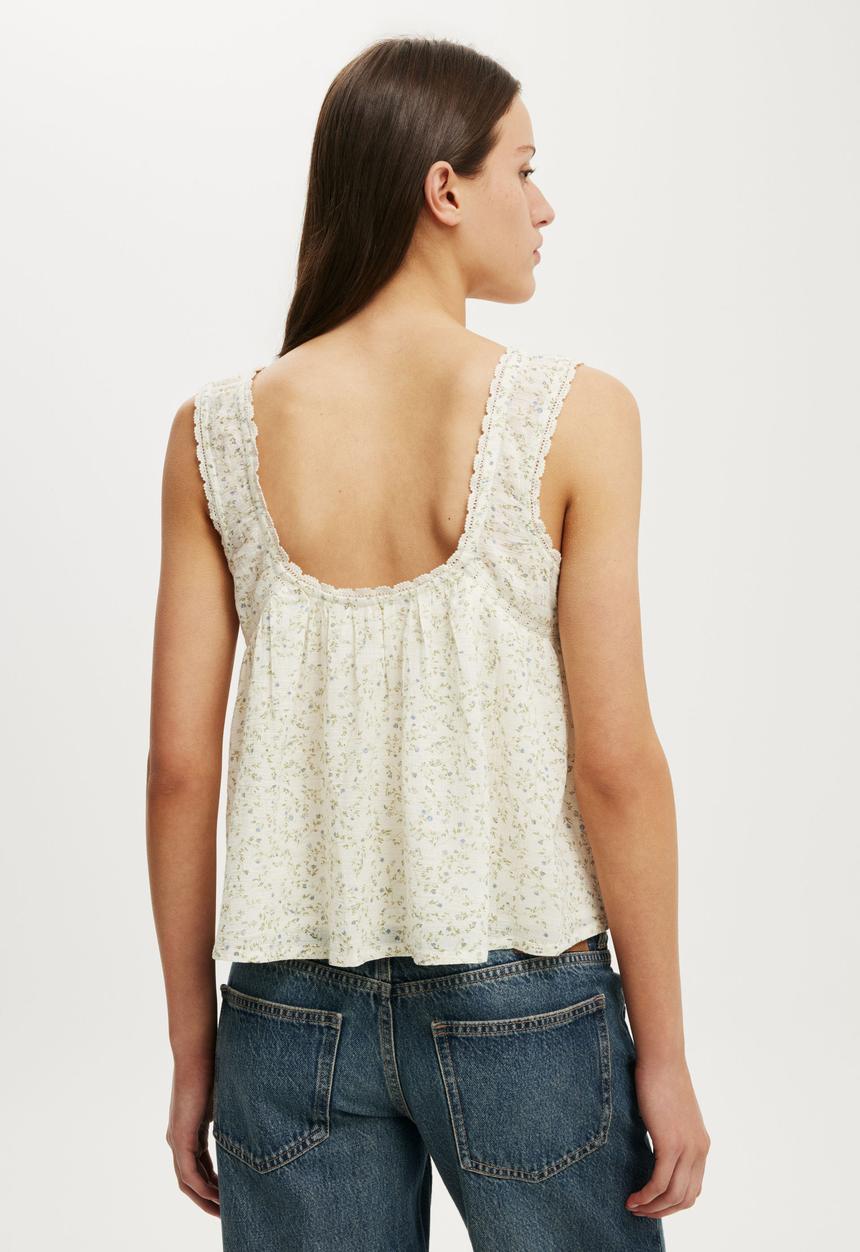 Cotton On - Sunspell Scoop Neck Tank - Miranda Sprig Floral/Gardenia