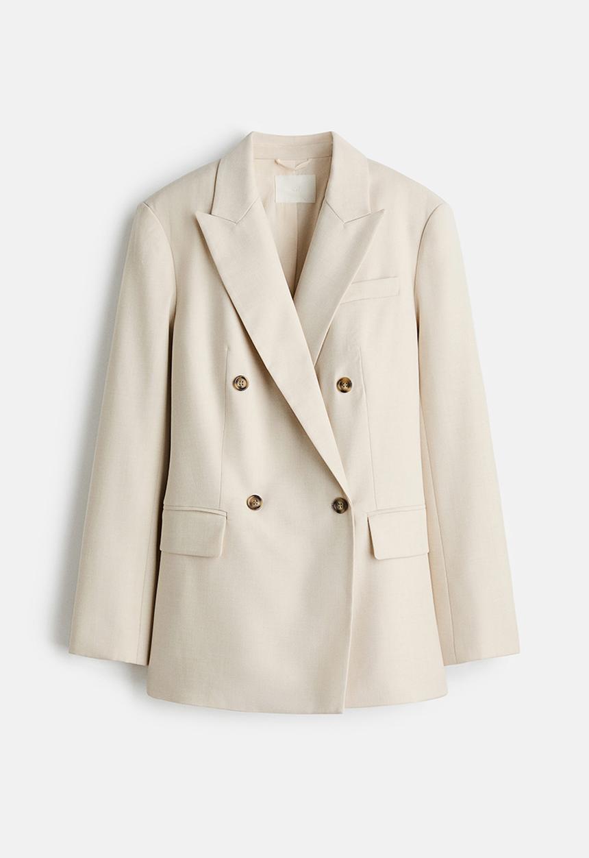H&M - Double-breasted blazer - light beige