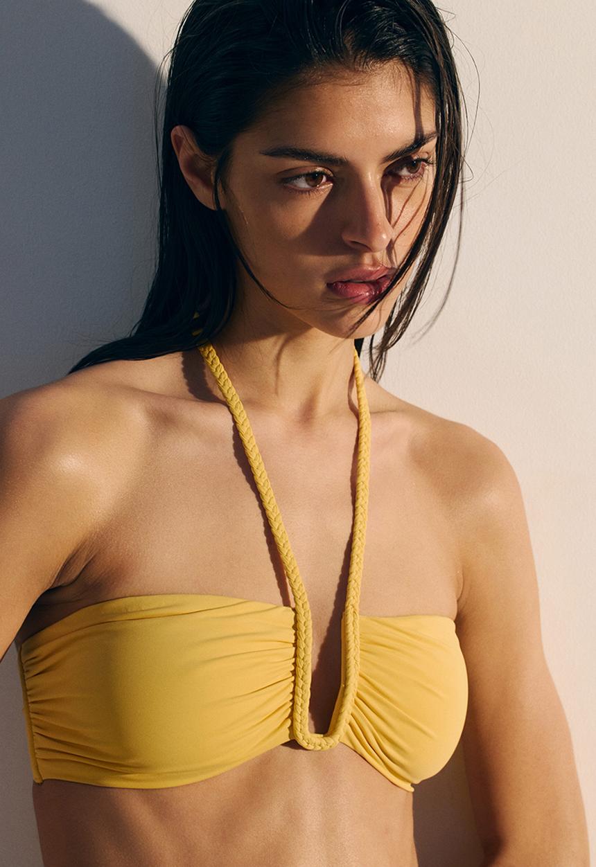 H&M - Padded bandeau bikini top - yellow
