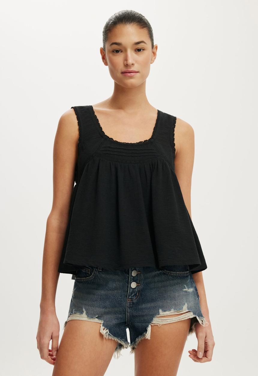 Cotton On - Sunspell Scoop Neck Tank - Black