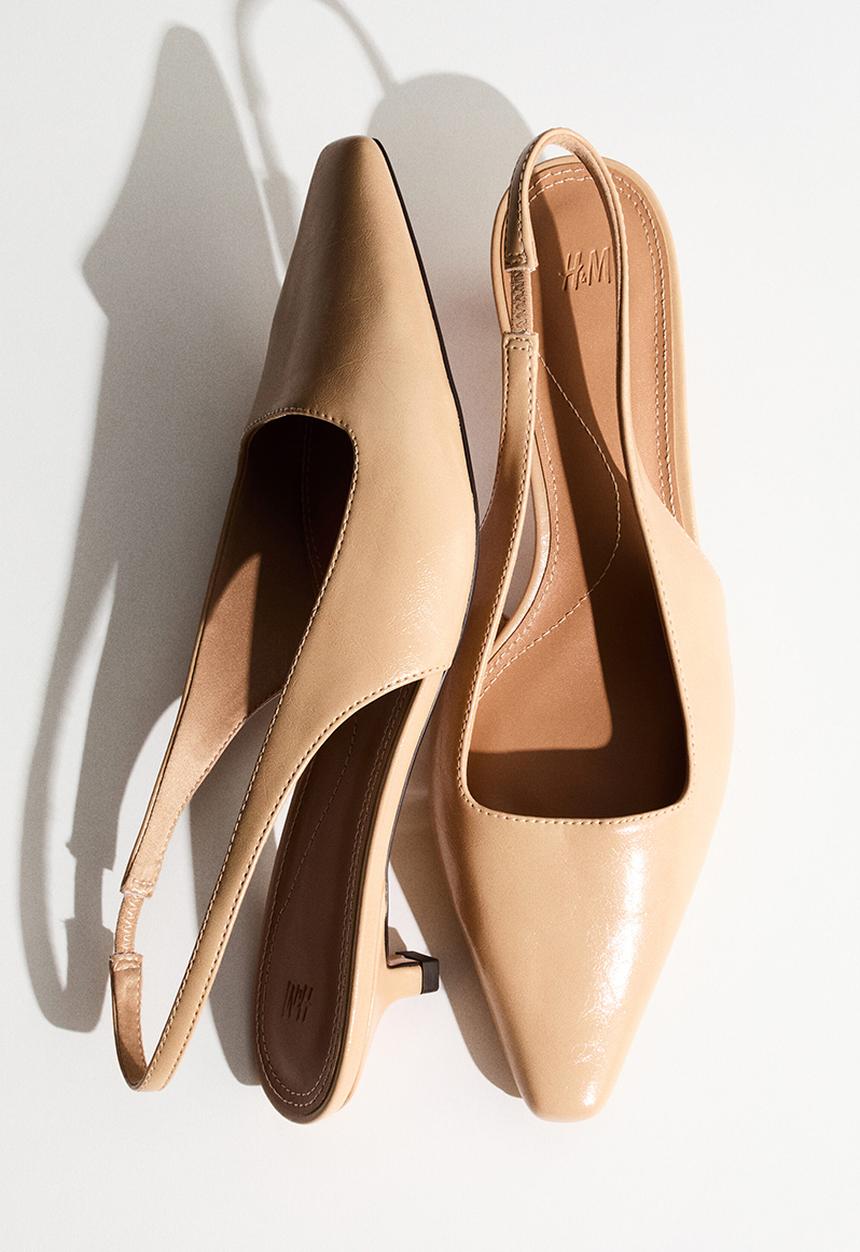 H&M - Kitten-heeled slingbacks - beige