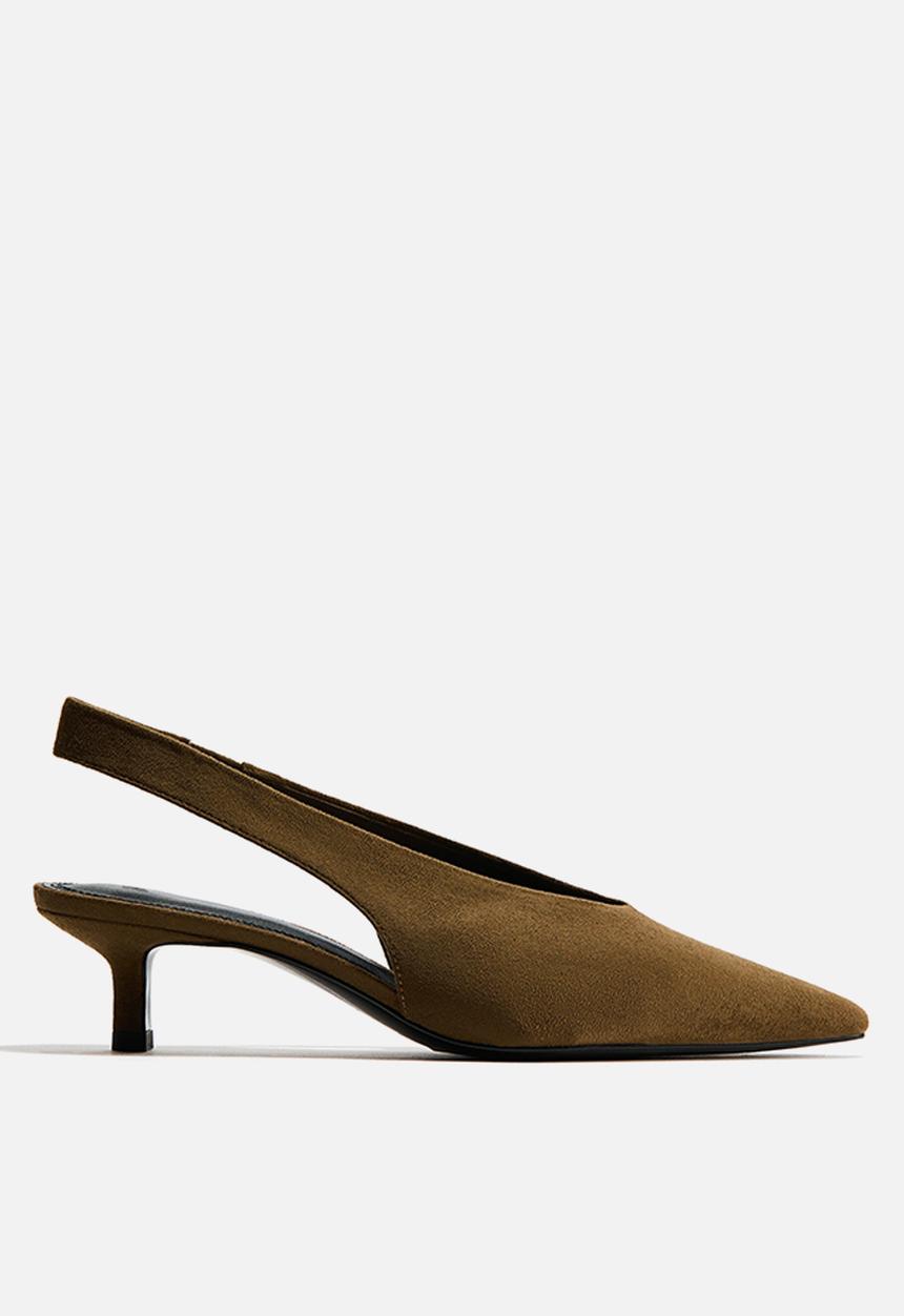 H&M - Kitten-heeled slingbacks - dark khaki green