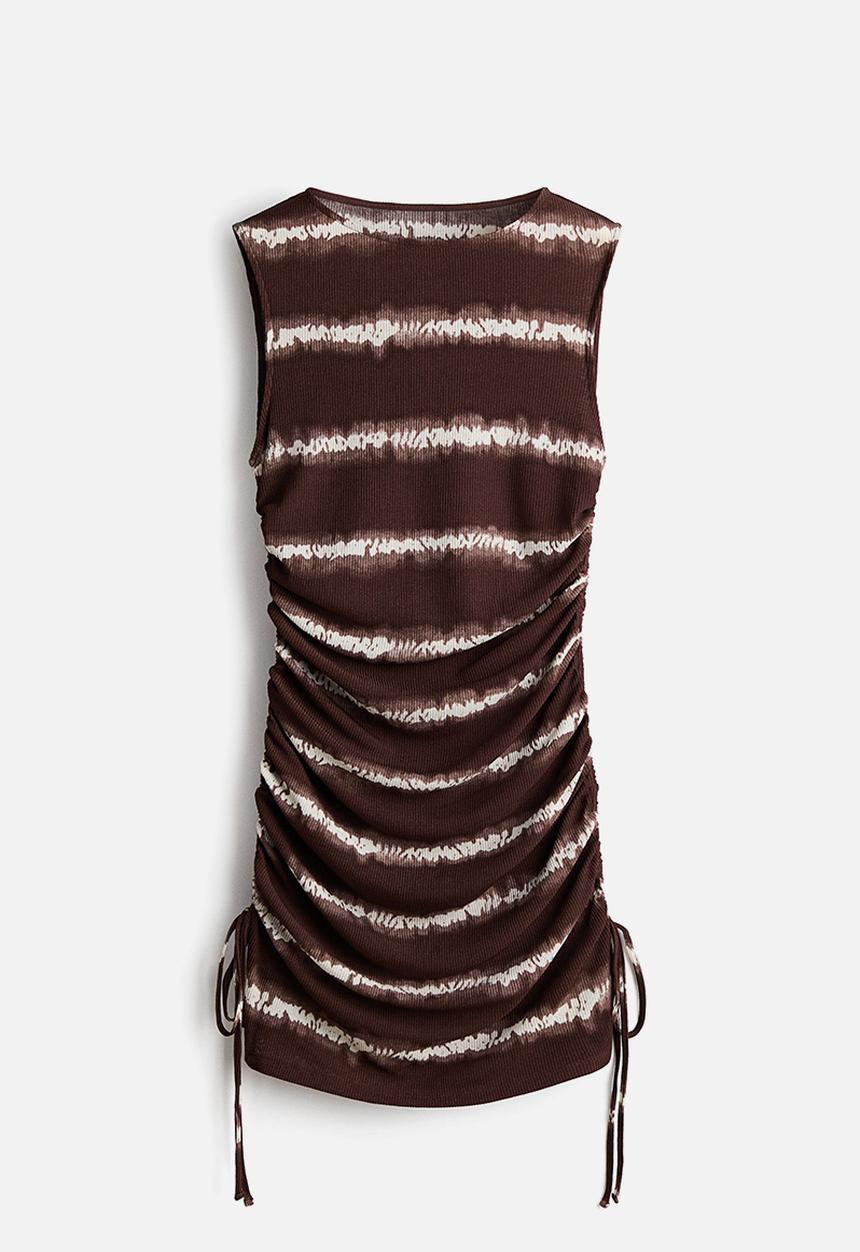H&M - Drawstring-detail beach dress - dark brown/tie-dye