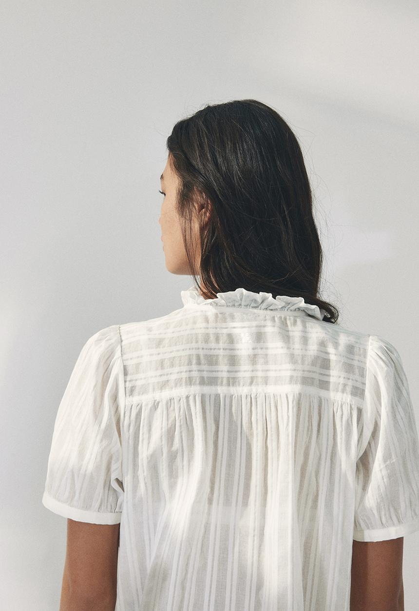 H&M - Frill-trimmed cotton blouse - white