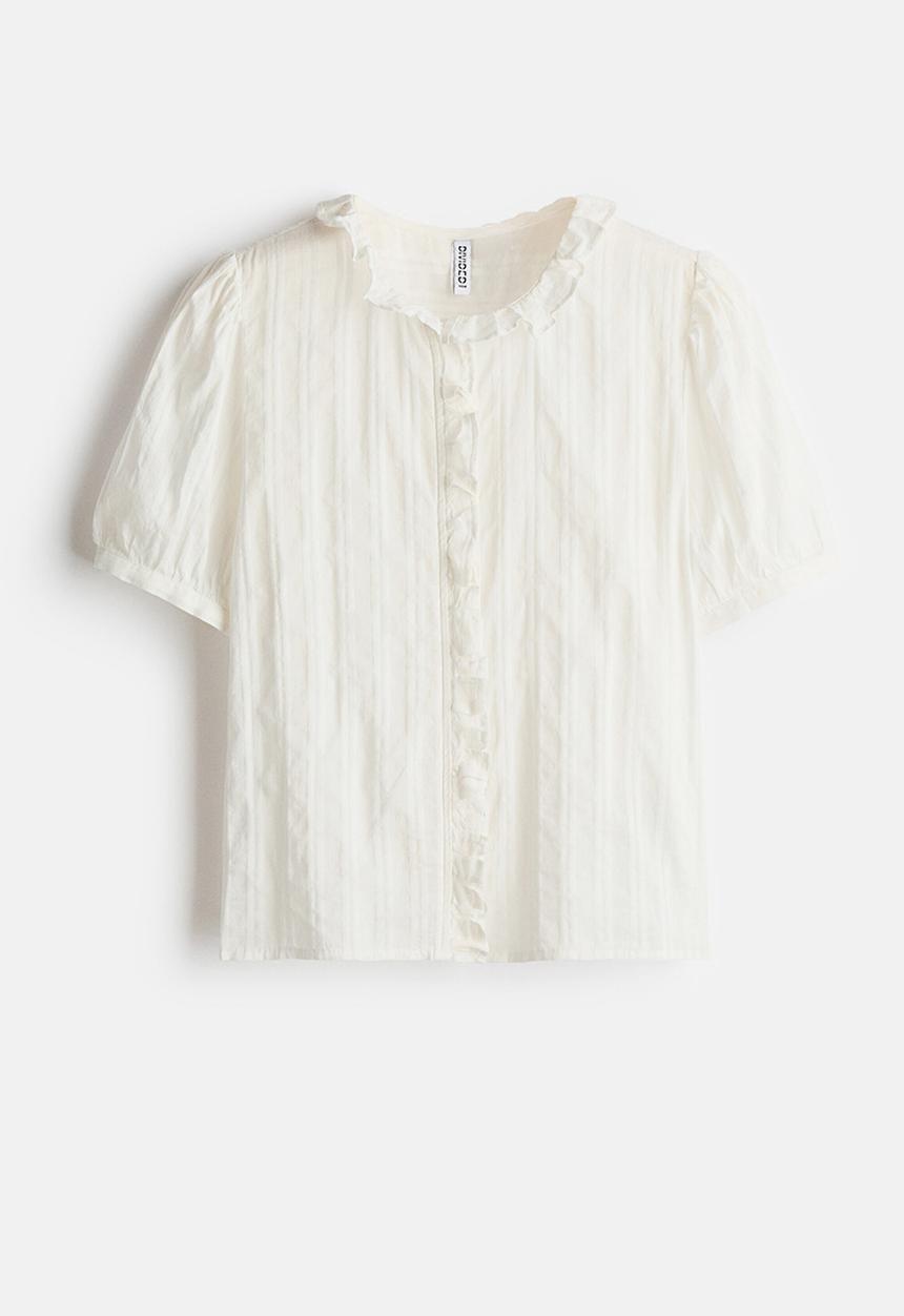 H&M - Frill-trimmed cotton blouse - white