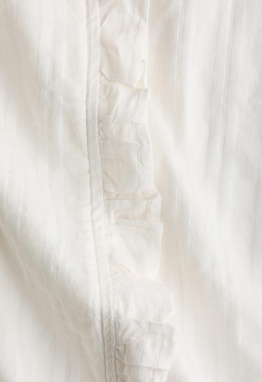 H&M - Frill-trimmed cotton blouse - white