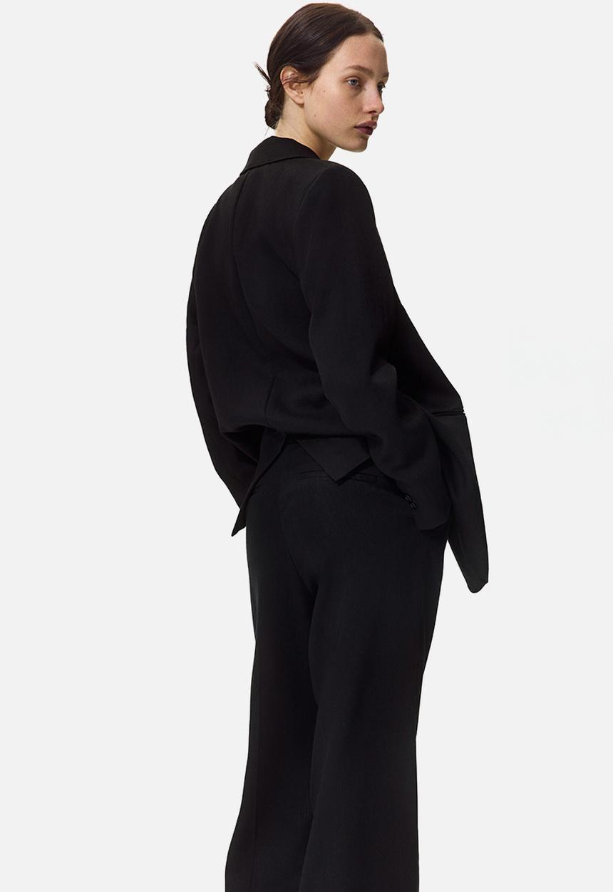 H&M - Linen-blend tailored trousers - black