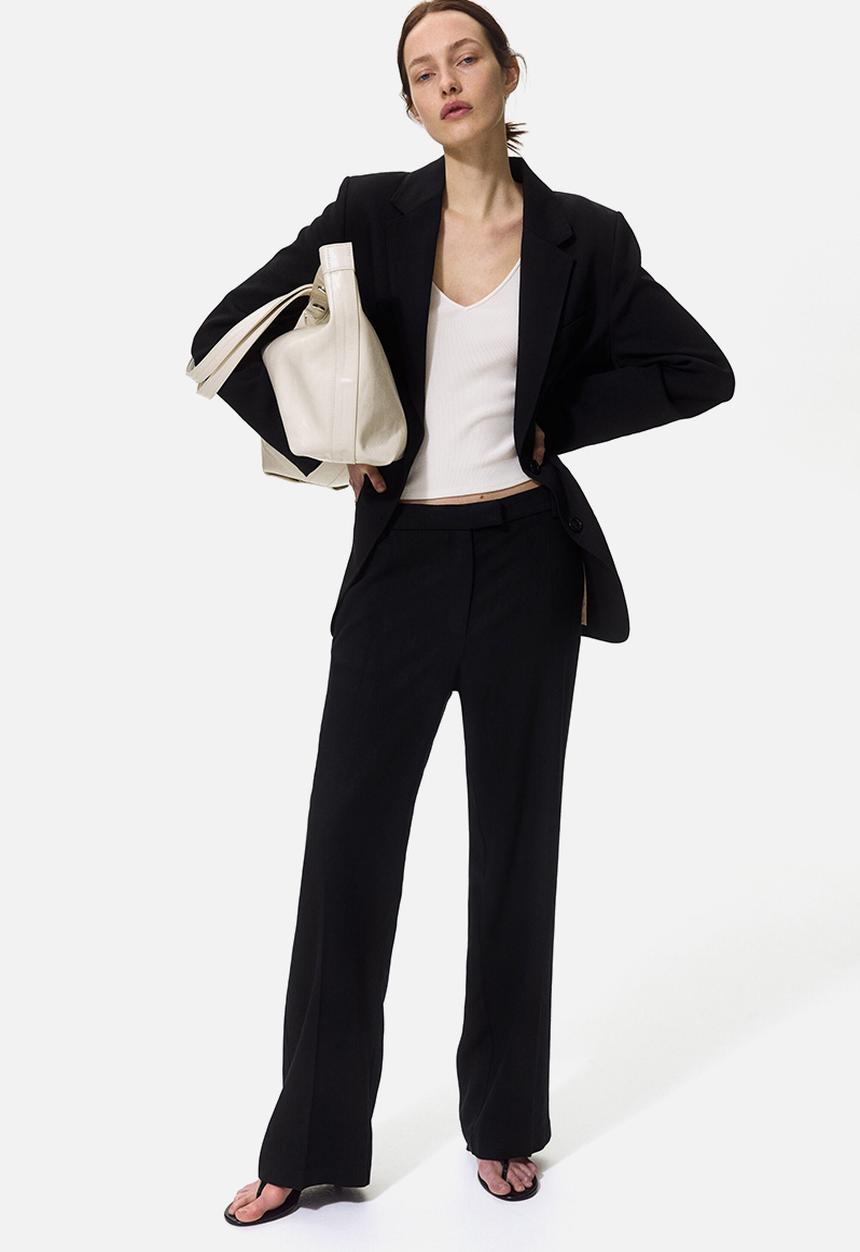 H&M - Linen-blend tailored trousers - black