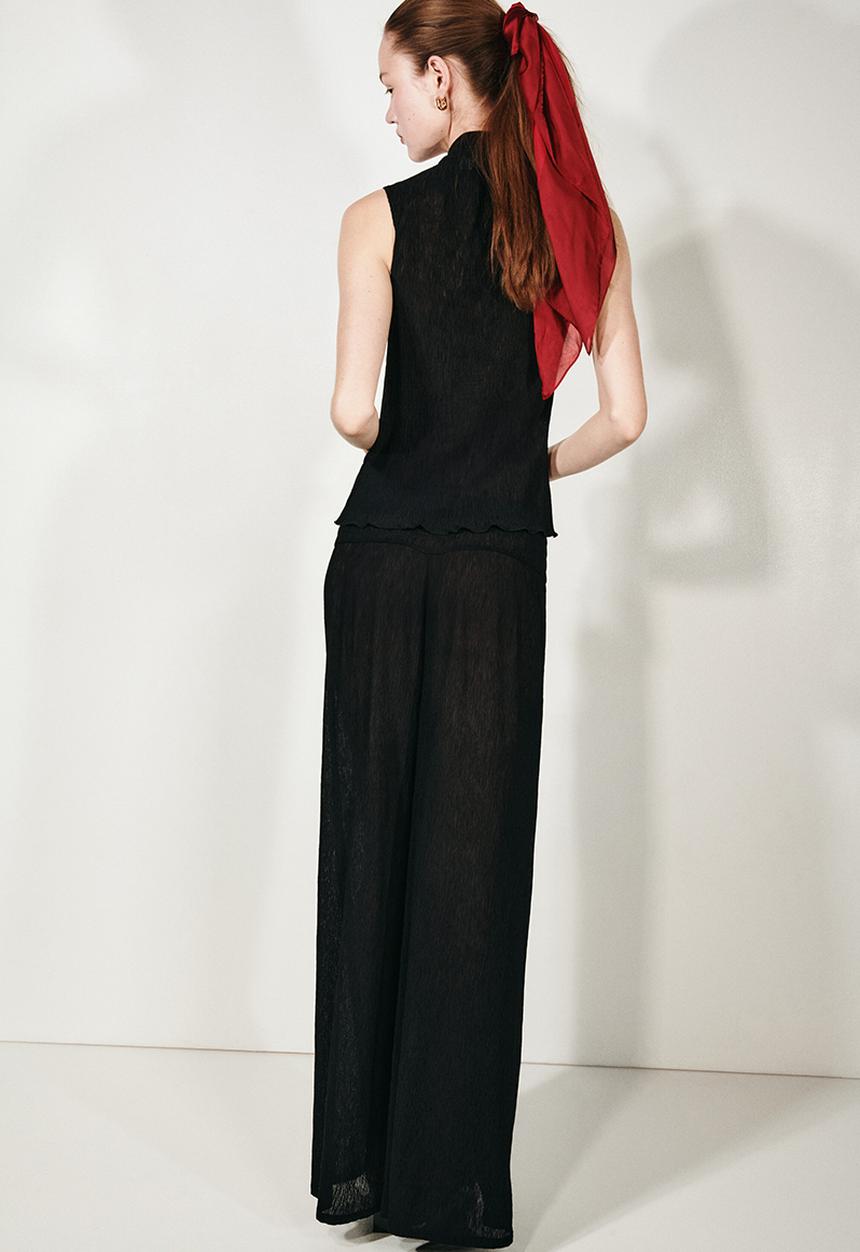 H&M - Scarf-detail top - black