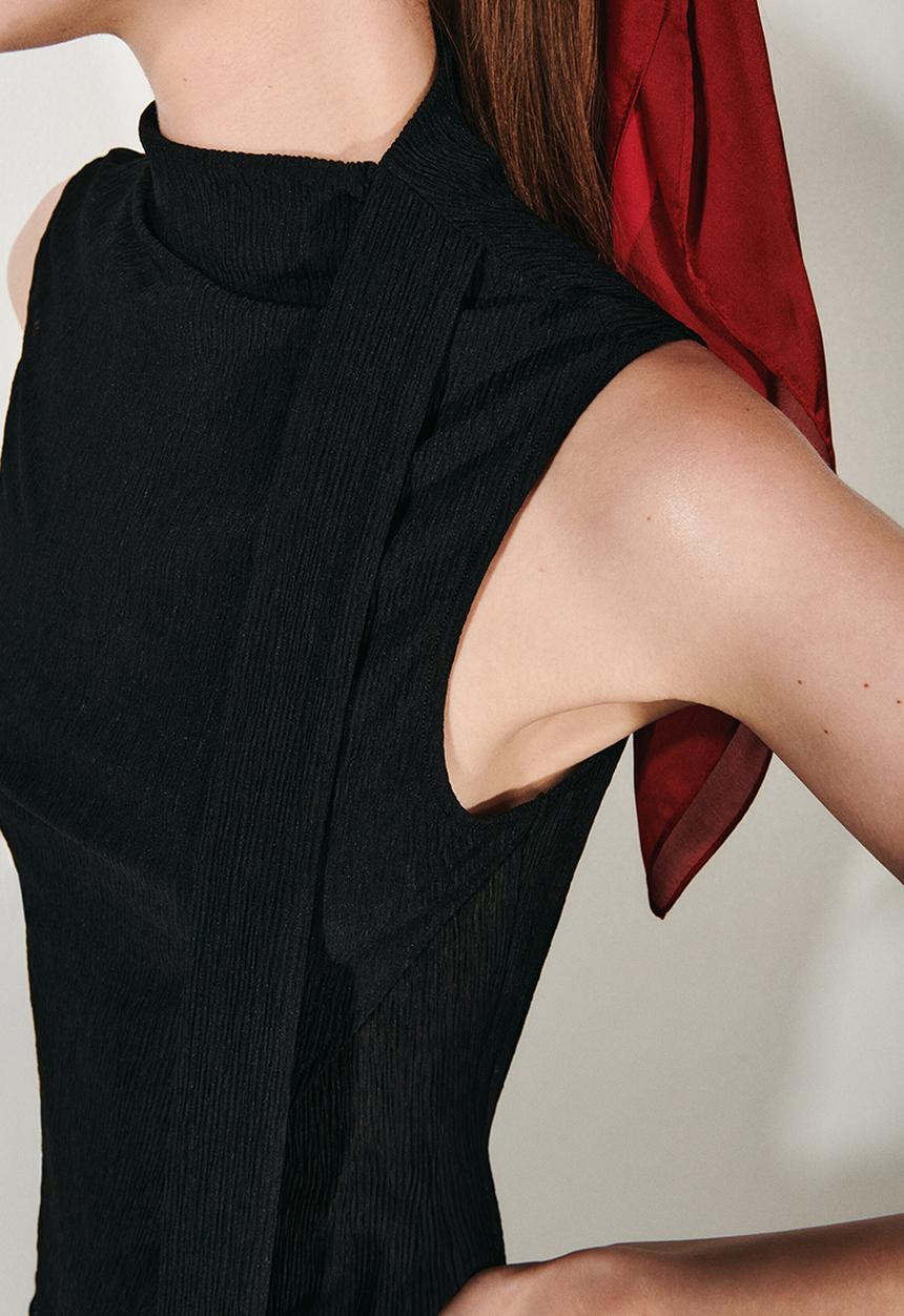 H&M - Scarf-detail top - black