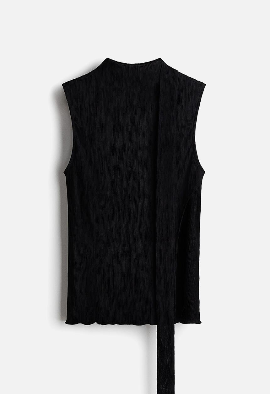 H&M - Scarf-detail top - black