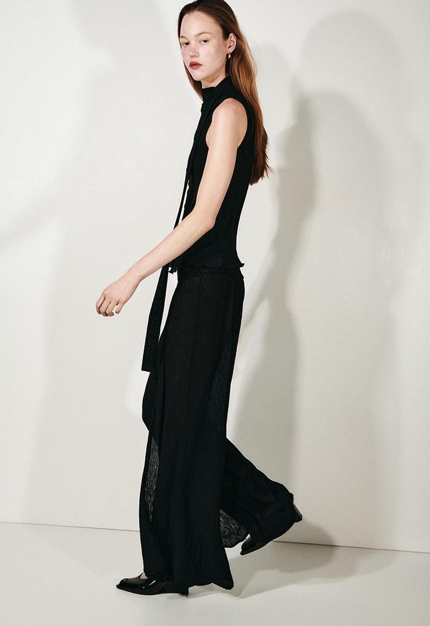 H&M - Crinkled wrapover trousers - black