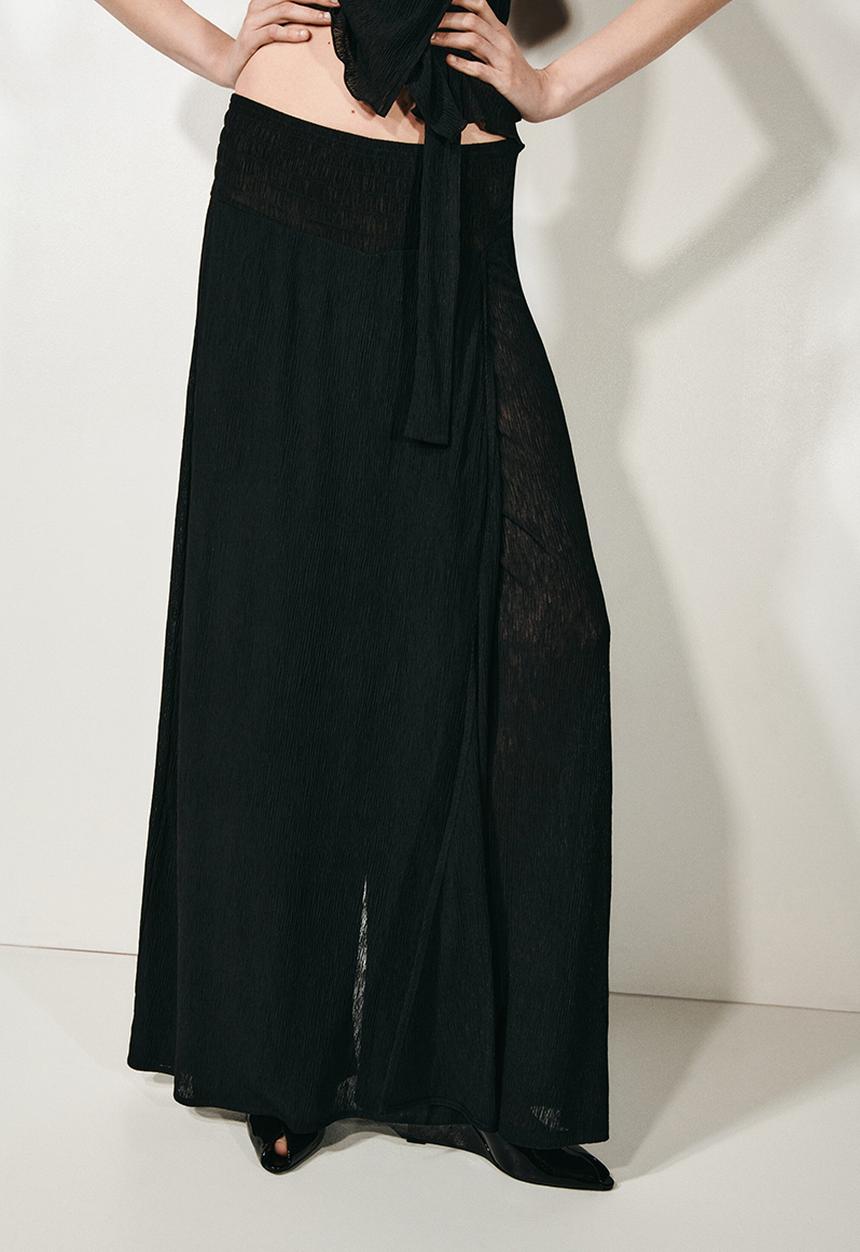 H&M - Crinkled wrapover trousers - black