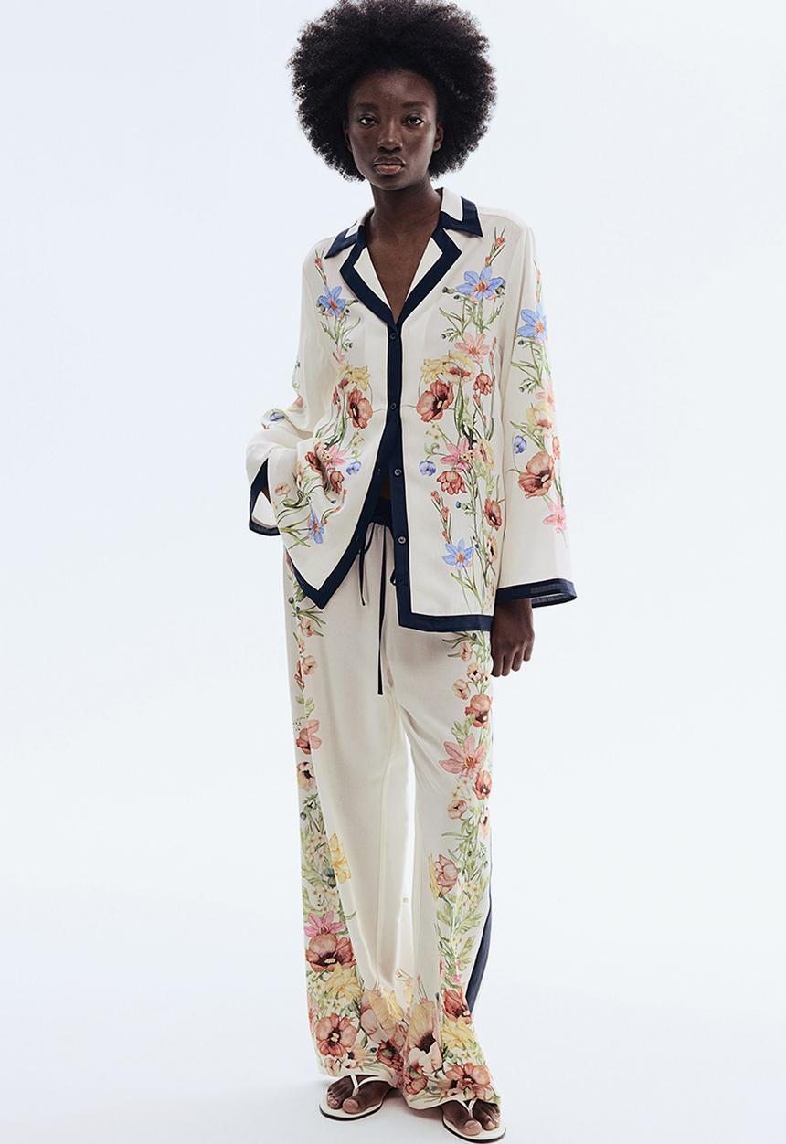 H&M - Printed lyocell resort shirt - cream/floral