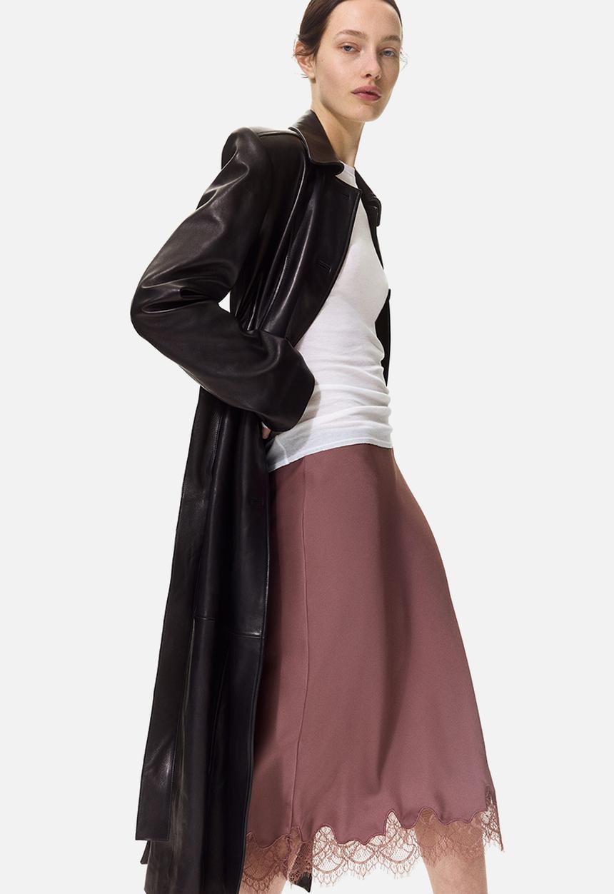 H&M - Lace-trimmed slip skirt - dark dusty pink