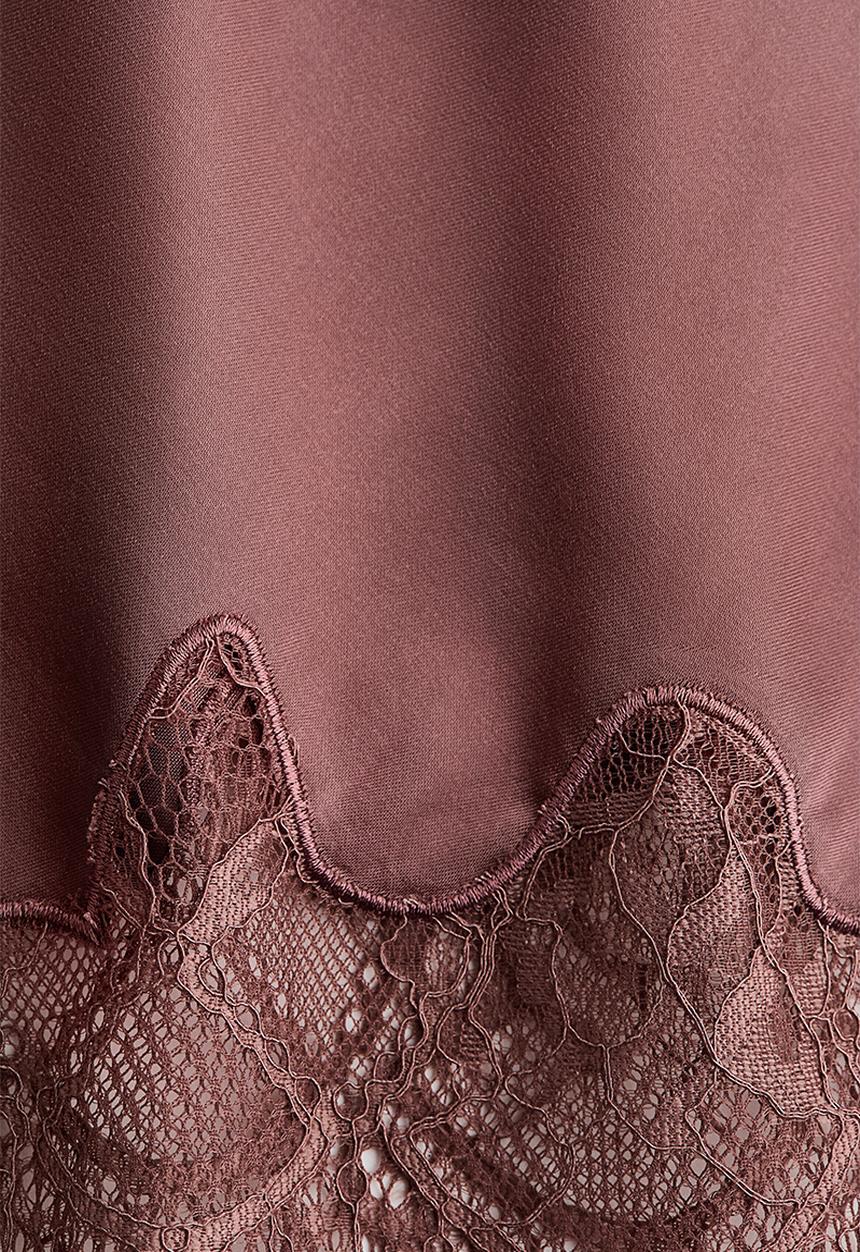 H&M - Lace-trimmed slip skirt - dark dusty pink