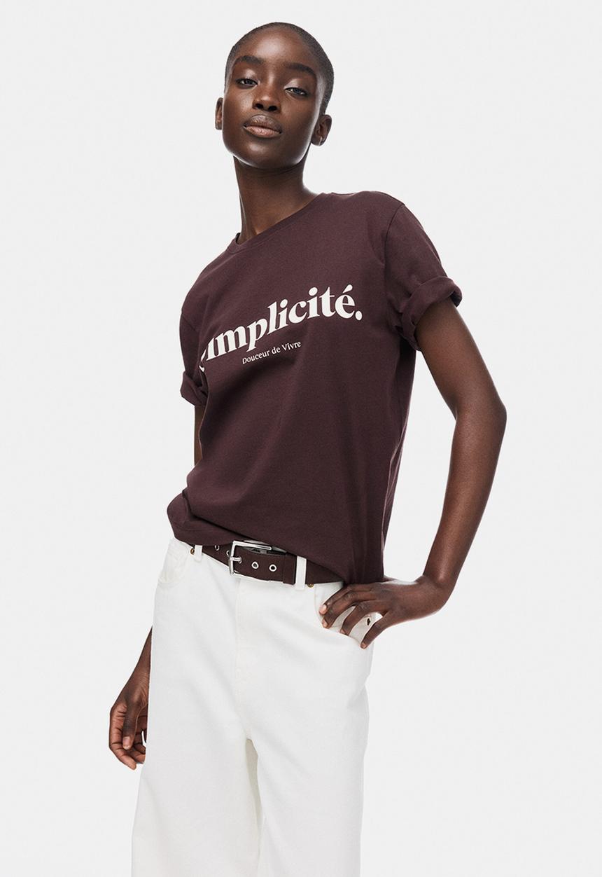 H&M - Printed t-shirt - dark brown/simplicit?