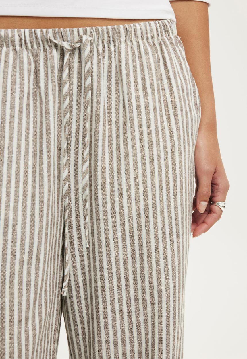 Cotton On - Haven Wide Leg Pant - Gemma Stripe Dark Oak