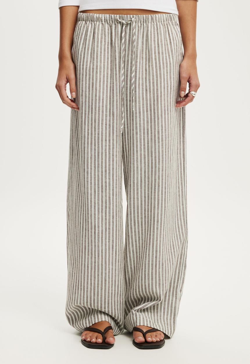 Cotton On - Haven Wide Leg Pant - Gemma Stripe Dark Oak